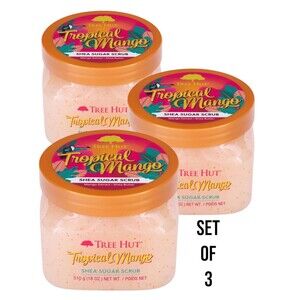 Tree Hut Tropical Mango Skin Exfoliating Shea Sugar Scrub Set Of 3 - NEW